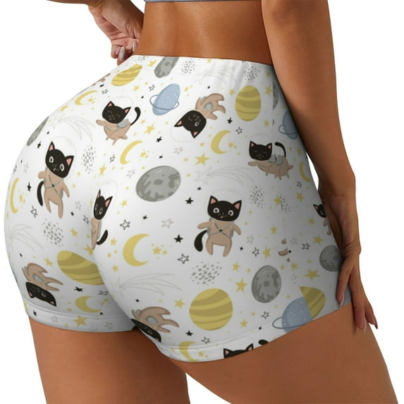 Balery Cute Cat Printed Workout Shorts for Women Seamless Scrunch Short Gym Yoga Running Sport Active Exercise Fitness Shorts-XX-Large