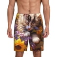 thumbnail image 1 of Balery Cute Cat Sunflower Men's Cotton Knit Pajama Shorts Waistband & Pockets,Short Pajama Pants-4X-Large, 1 of 8