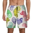 thumbnail image 1 of Balery Cute Chameleons Mens Swim Trunks Swim Shorts for Men Quick Dry Inseam Beach Shorts with Compression Liner Pocket-3X-Large, 1 of 9