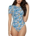 thumbnail image 1 of Balery Cute Chickens and Flowers Women's Short Sleevee Crew Neck Bodysuit Tops Short Sleeve Tops Basic-X-Large, 1 of 9