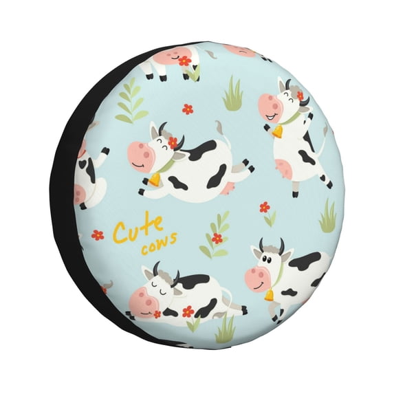 Balery Cute Cowstire Cover Waterproof Dust-Proof, Universal Spare Wheel Tire Cover For Trailer, Rv, Suv Truck And Vehicle Camper Accessories-15 Inch