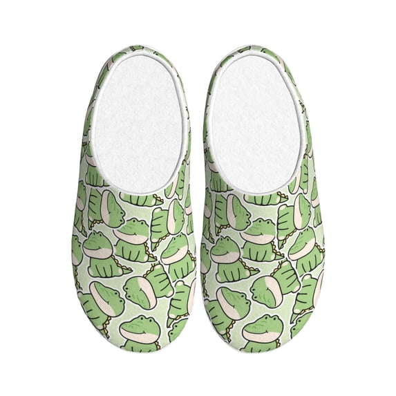 Balery Cute Crocodile Pattern Women's Fuzzy Memory Foam Slippers Fluffy Winter House Shoes Indoor and Outdoor-42/43
