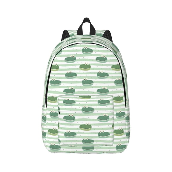 Balery Cute Crocodile Vintage Canvas Backpack for Men and Women - Large Capacity, Durable Travel Laptop Bag for School, Work, Hiking, and Outdoor Activities