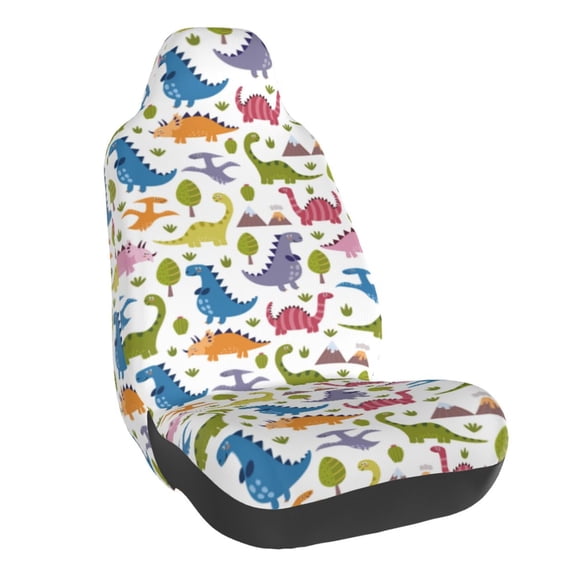 Balery Cute Dinosaur Pattern Car Seat Cover - Soft & Breathable Front Premium Covers with Non-Slip Protector Fits Most Automotive, Vans, SUVs, Trucks - 1 Unit