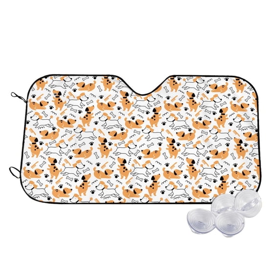 Balery Cute Dog Print Car Windshield Sun Shade,Windshield Sunshade for Car Pickup Truck SUV Accessories-