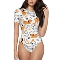 thumbnail image 1 of Balery Cute Dog Women's Short Sleevee Crew Neck Bodysuit Tops Short Sleeve Tops Basic-Large, 1 of 9