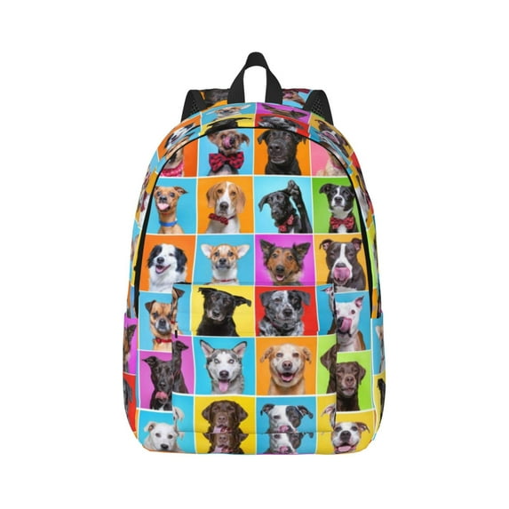 Balery Cute Dogs Collage Vintage Canvas Backpack for Men and Women - Large Capacity, Durable Travel Laptop Bag for School, Work, Hiking, and Outdoor Activities