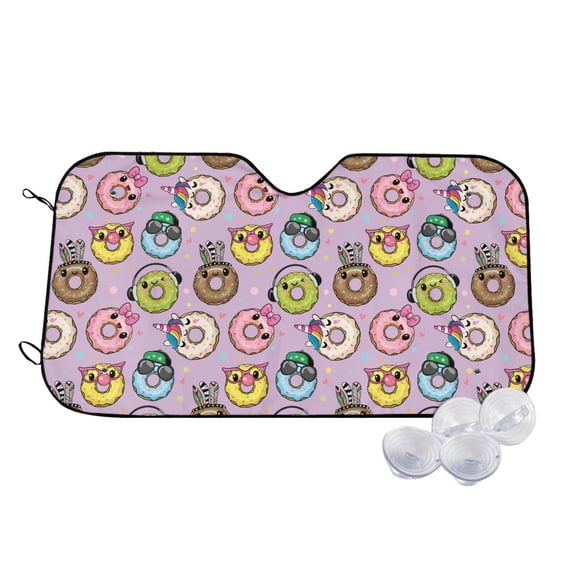 Balery Cute Donuts Print Car Windshield Sun Shade,Windshield Sunshade for Car Pickup Truck SUV Accessories-Small