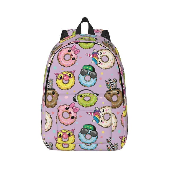 Balery Cute Donuts Vintage Canvas Backpack for Men and Women - Large Capacity, Durable Travel Laptop Bag for School, Work, Hiking, and Outdoor Activities