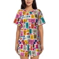 thumbnail image 1 of Balery Cute Doodles Pattern Womens Pajama Sets 2 Piece Soft Short Sleeve Top and Shorts Sleepwear Round Neck Pjs Lounge Set with Pockets-XX-Large, 1 of 7