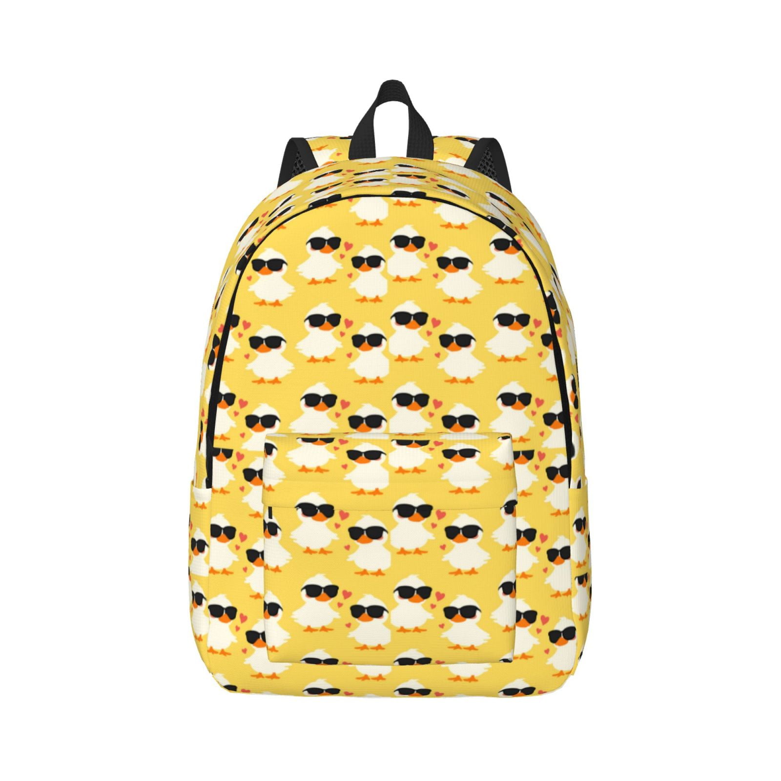 Balery Cute Duck With Black Glasses Vintage Canvas Backpack for Men and