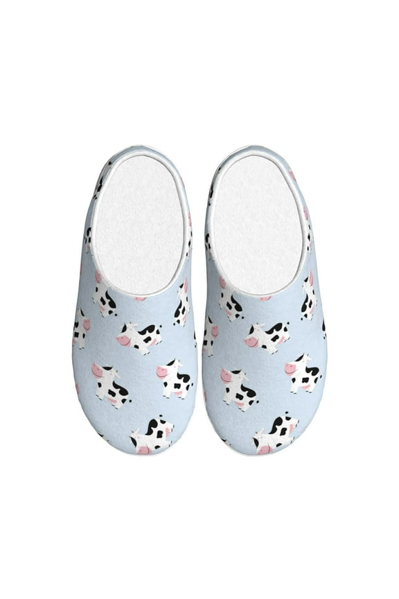 Cute Farm Cow Pattern Women's Fuzzy Memory Foam Slippers Fluffy Winter House Shoes Indoor and Outdoor-35/36