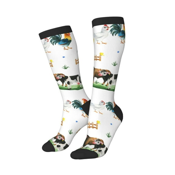 Balery Cute Farm Printed Novelty Socks Men's Women's Crew Socks Sports Socks Knee High Socks Cotton Socks Quirky and Cool Socks