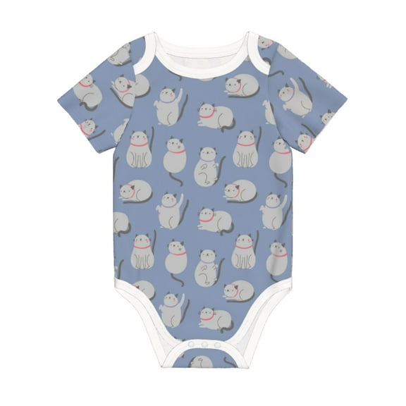 Balery Cute Fat Cat Pattern Baby Climbing Clothes Infant Bodysuit Cute Infant Bodysuit Baby Romper-9M