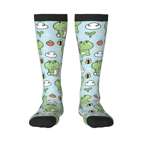 Balery Cute Floral Frog Fun Novelty Socks Men'S Women'S Crew Socks Funny Crazy Novelty Socks Quirky And Cool Socks