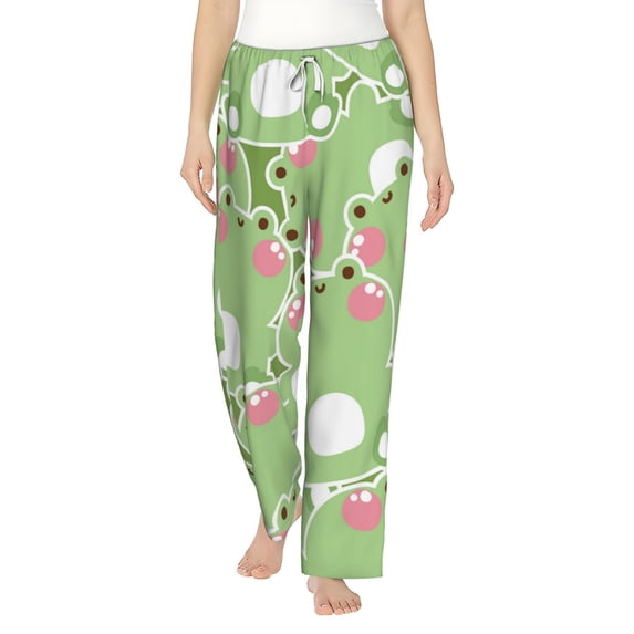 Balery Cute Frog2 print Women's Pajama Pants,Ultra Lightweight Pjs,Lounge Pant-Small
