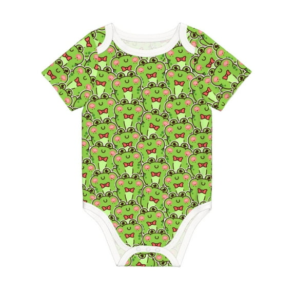 Balery Cute Green Frog Pattern Baby Climbing Clothes Infant Bodysuit Cute Infant Bodysuit Baby Romper-9M