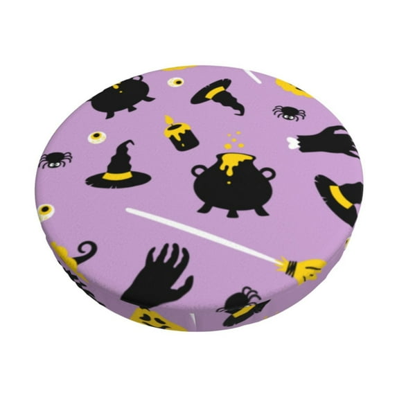 Balery Cute Halloween Round Bar Stool Seat Covers Velvet Fabric Adjustable Protects from Scratches and Stains for 14-17 Inch Chair-14 inch