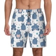 thumbnail image 1 of Balery Cute Hippos Mens Swim Trunks Swim Shorts for Men Quick Dry Inseam Beach Shorts with Compression Liner Pocket-Large, 1 of 9
