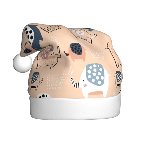 Balery Cute Ink Drawn Elephants Pattern Santa Hat Christmas Hat Funny Christmas Hat Christmas Knitted Beanie Hat For Men Women Adult