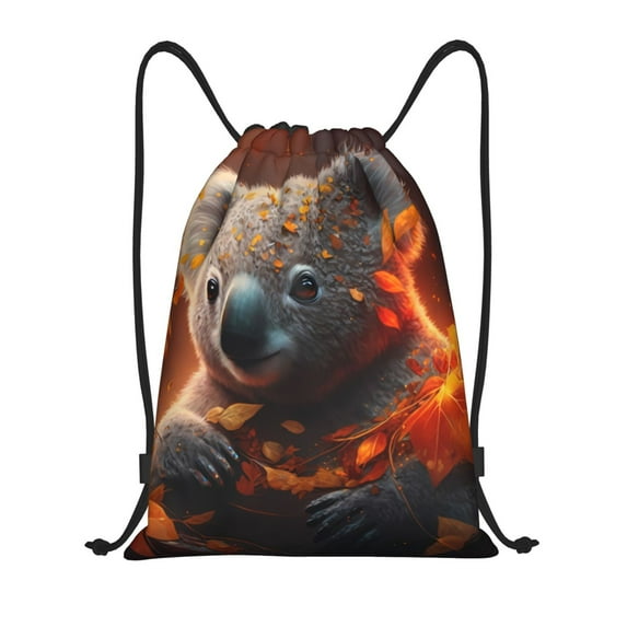 Balery Cute Maple Leaf Koala Pattern Drawstring Backpack Bag Sport Gym Sackpack Cinch Bags Pattern Drawstring Backpack Bag Sport Gym Sackpack Cinch Bags -Medium