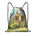 thumbnail image 1 of Balery Cute Mushroom Town A Pattern Drawstring Backpack Bag Sport Gym Sackpack Cinch Bags Pattern Drawstring Backpack Bag Sport Gym Sackpack Cinch Bags -Small, 1 of 6