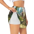 thumbnail image 1 of Balery Cute Mushroom Town A Pattern Women's Running Shorts with Liner 2 Pockets Elastic Workout Athletic Gym Yoga Shorts-X-Large, 1 of 7