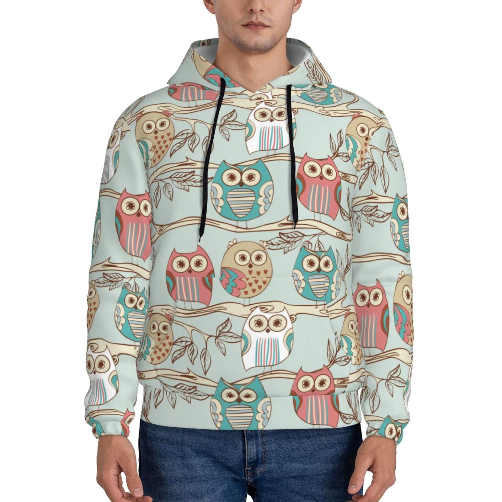 Men's Dream Catcher Owl Hooded Sweatshirt - Pullover Hoodie, Size XL