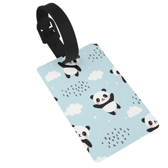 Balery Cute Panda Bear Print Durable Luggage Tags with Secure Strap, Personalized Travel ID Tags for Suitcases, Bags, and Backpacks - Easy Identification for Men and Women