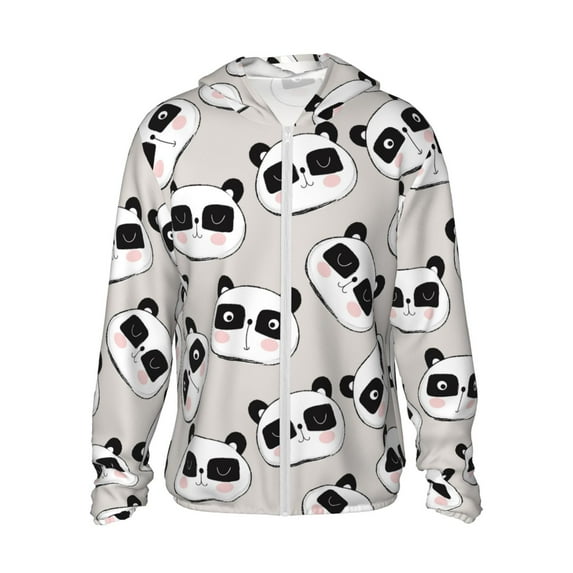 Balery Cute Panda Men's Women's UPF 50+ Sun Protection Lightweight Hoodie Performance Long Sleeve Shirt for Fishing Running-Medium