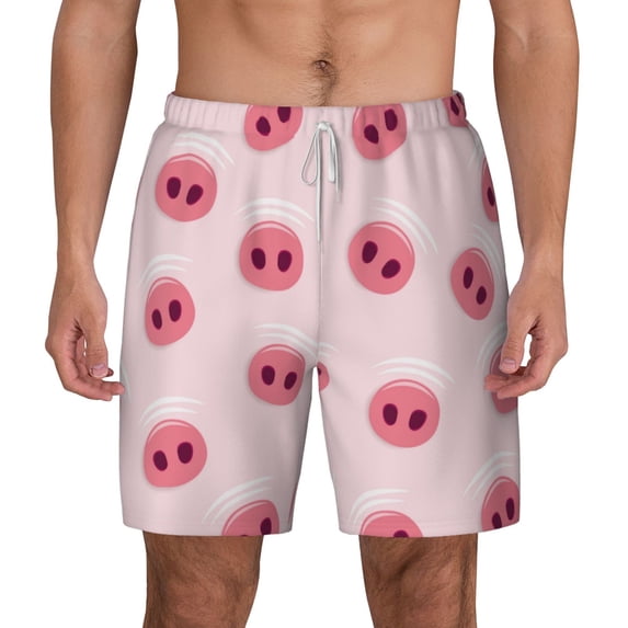 Balery Cute Pig Nose Mens Swim Trunks Swim Shorts for Men Quick Dry Inseam Beach Shorts with Compression Liner Pocket-Medium
