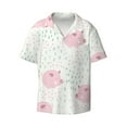 thumbnail image 1 of Balery Cute Pigs Men's Casual Button Down Shirt Short Sleeve Textured Summer Cuban Beach Shirts-Small, 1 of 7
