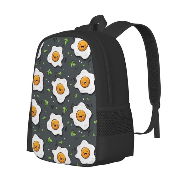 Balery Cute Poached Eggs Backpack for Men and Women - Durable 600D Oxford Cloth -Large Capacity, Water-Resistant School, Travel, and Hiking Bag