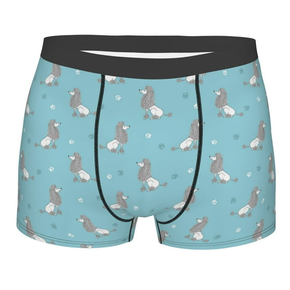 Balery Cute Poodle Dog Men's Boxer Briefs, Soft and Breathable Cotton Underwear with nylon Waistband-Large