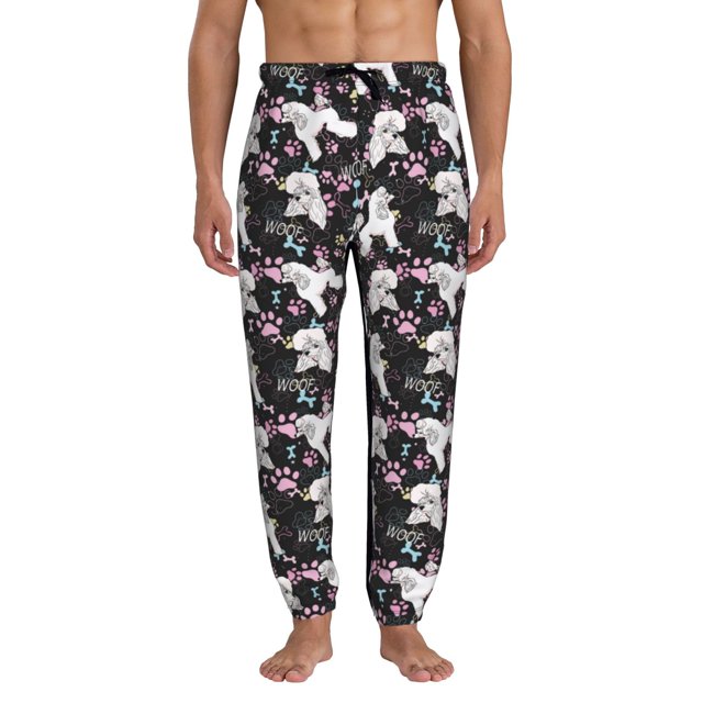 Balery Cute Poodle Dog Pattern Joggers for Men Athletic Workout