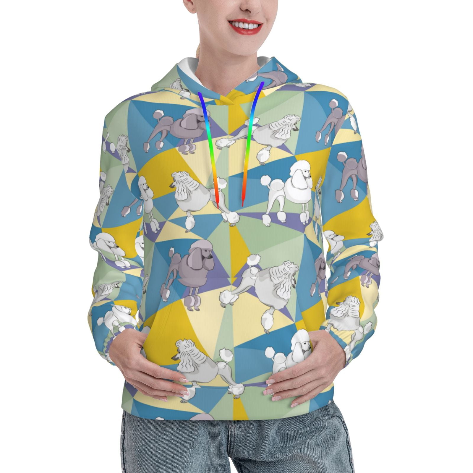 Pattern Print Bulldog Women Pullover Hoodie
