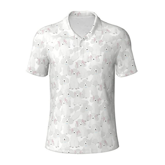 Balery Cute Poodle Dog Printed Men’s Short Sleeve Polo Shirt, Midweight Men's Shirt,Golf Polo shirts -X-Large