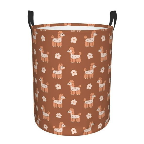 Balery Cute Poodle Dog Round Laundry Basket with Handles Waterproof Freestanding Laundry Hamper for Clothes Toys in the Dorm and Family-