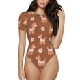 thumbnail image 1 of Balery Cute Poodle Dog Women's Short Sleevee Crew Neck Bodysuit Tops Short Sleeve Tops Basic-XX-Large, 1 of 9