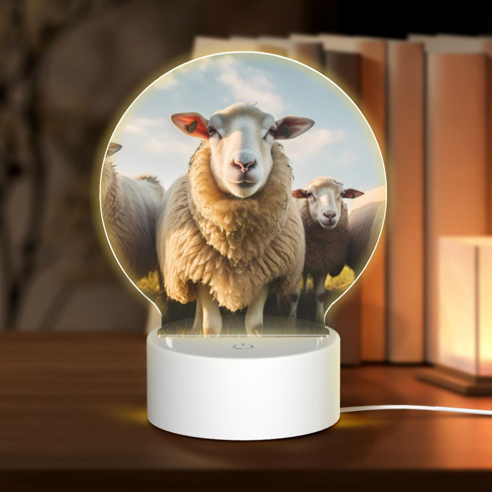 Balery Cute Prairie Sheep Herd Pattern Acrylic Night Light Gift with 3 ...