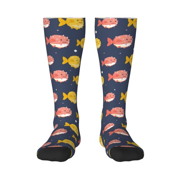 Balery Cute Puffer Fish Fun Novelty Socks Men'S Women'S Crew Socks Funny Crazy Novelty Socks Quirky And Cool Socks