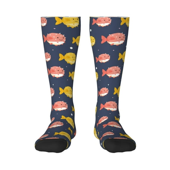 Balery Cute Puffer Fish Fun Novelty Socks Men'S Women'S Crew Socks Funny Crazy Novelty Socks Quirky And Cool Socks