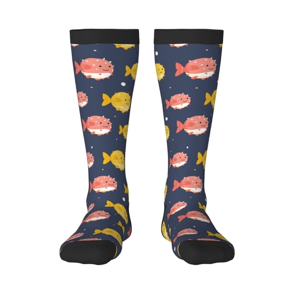 Balery Cute Puffer Fish Fun Novelty Socks Men'S Women'S Crew Socks Funny Crazy Novelty Socks Quirky And Cool Socks
