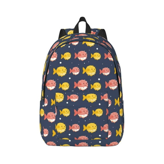 Balery Cute Puffer Fish Vintage Canvas Backpack for Men and Women - Large Capacity, Durable Travel Laptop Bag for School, Work, Hiking, and Outdoor Activities