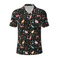 thumbnail image 1 of Balery Cute Rabbit And Flower Printed Men’s Short Sleeve Polo Shirt, Midweight Men's Shirt,Golf Polo shirts -, 1 of 9