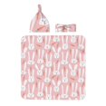 Balery Cute Rabbit Carrot Printed Newborn Receiving Blanket Bow