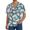thumbnail image 1 of Balery Cute Rabbit Easter Men's Casual Button Down Shirt Short Sleeve Textured Summer Cuban Beach Shirts-Small, 1 of 7