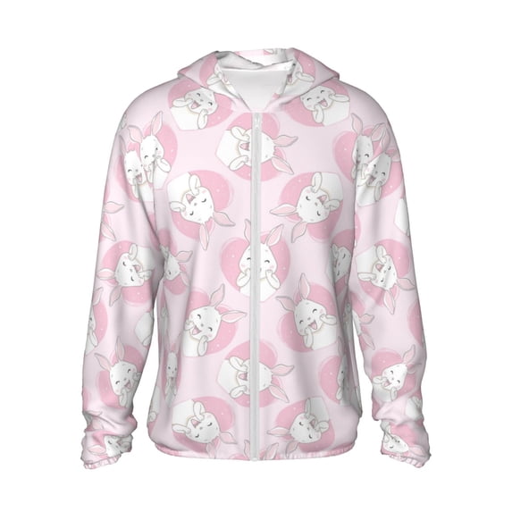 Balery Cute Rabbit Men's Women's UPF 50+ Sun Protection Lightweight Hoodie Performance Long Sleeve Shirt for Fishing Running-XX-Large