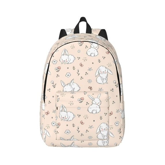 Balery Cute Rabbit Vintage Canvas Backpack for Men and Women - Large Capacity, Durable Travel Laptop Bag for School, Work, Hiking, and Outdoor Activities