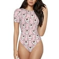 thumbnail image 1 of Balery Cute Rabbit Women's Short Sleevee Crew Neck Bodysuit Tops Short Sleeve Tops Basic-X-Large, 1 of 9